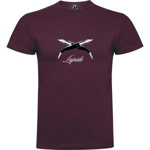 Camiseta navajas estilográficas rojo vino  (unisex)